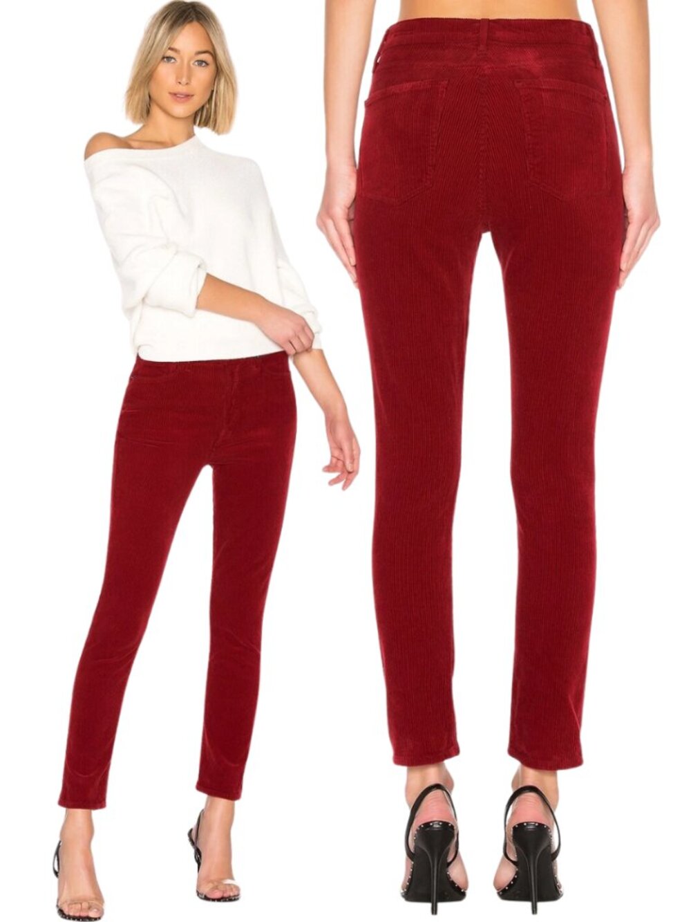 Citizens of Humanity Olivia High Rise Slim Ankle Cord Pant Women's 27 Dark Ruby